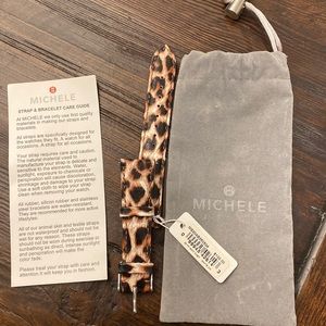 NWT Authentic Michele Watch Leopard Band